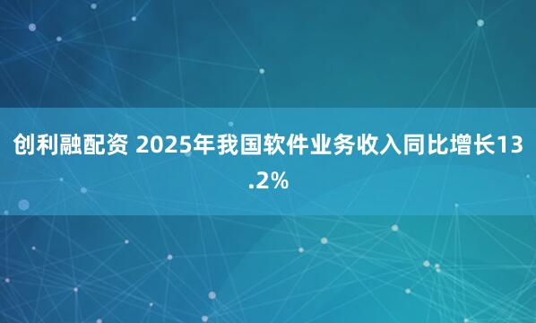 创利融配资 2025年我国软件业务收入同比增长13.2%